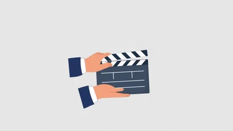 Animated Hands Holding and Closing a Film Clapperboard - Transparent Stock Footage 341505207