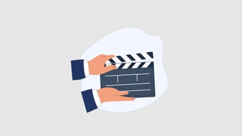 Animated Hands Holding and Closing a Film Clapperboard - Transparent Stock Footage 341505287