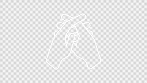 Animated hands with interlinked fingers white icon Stock Footage 303143907