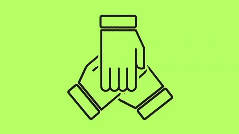 Animated Hands Joining Together  isolated on green screen background Stock Footage 302133387