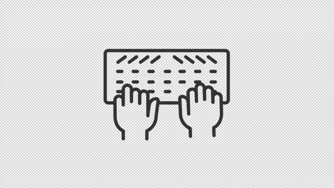 Animated hands on keyboard line icon Stock Footage 242484572