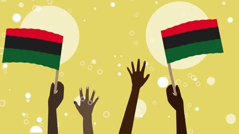 Animated hands waving Pan African flags during Juneteenth celebration Stock Footage 335955952