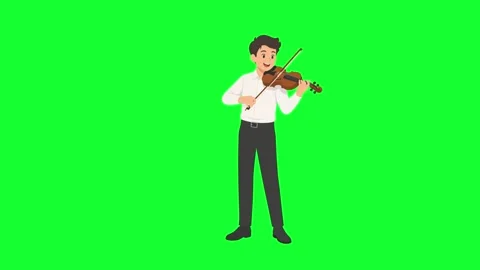 Animated handsome man playing violin gracefully on green screen. Concept of.. Stock Footage 340300439