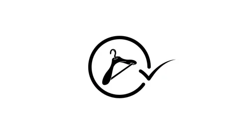 Animated hanger with check mark inside circle, represents clothing selectio.. Stock Footage 346497065