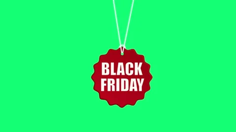 Animated Hanging Red Black Friday Badge Tag Swinging on String on Green Screen. 動画素材 341658291