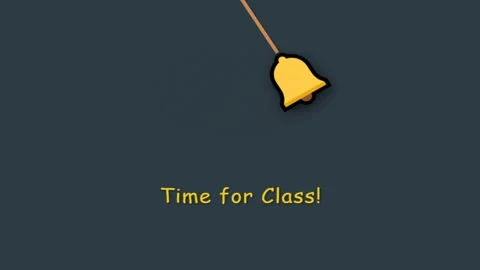 Animated hanging school bell swinging with text Time for Class! on dark bac.. Stock Footage 342723348