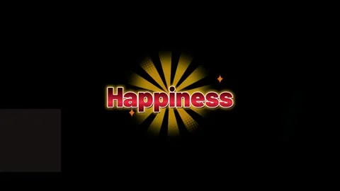 Animated happiness text with radiating sunburst background for video projects Stock Footage 345500013