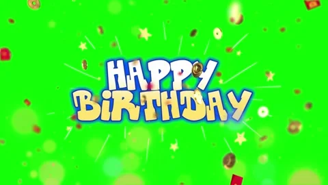 Animated happy birthday text with falling red envelopes and gold coins green Stock Footage 338179217