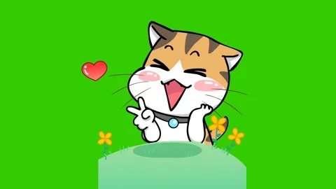 Animated Happy Cat with Green Screen for Easy Editing Stock Footage 282777955