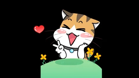 Animated Happy Cat with Transparent Background for Video Projects Video stock 282778095