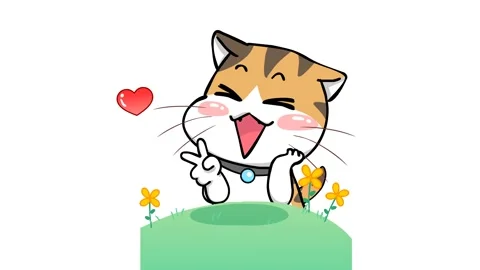 Animated Happy Cat with White Background for Professional Use Stock Footage 282777956