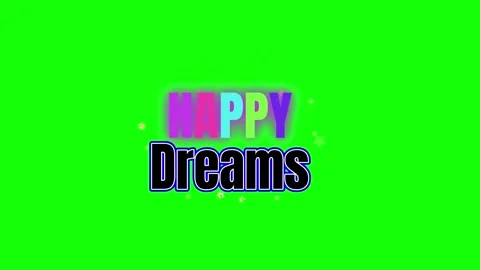 Animated Happy Dreams Text Overlay with Colorful Fireworks Effect on a Green Stock Footage 338332209