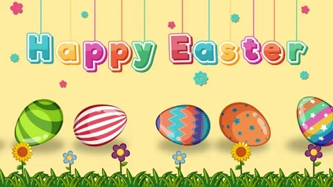 Animated happy easter greeting background with colorful rolling painted egg.. 스톡 동영상 332987214