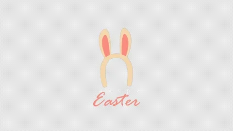 Animated Happy Easter Greeting with Cute Bunny Ears Headband on Transparent Back Stock Footage 326993245