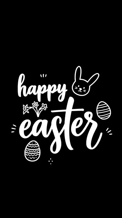 Animated Happy Easter text in modern hand lettering style on black background Stock Footage 328864163