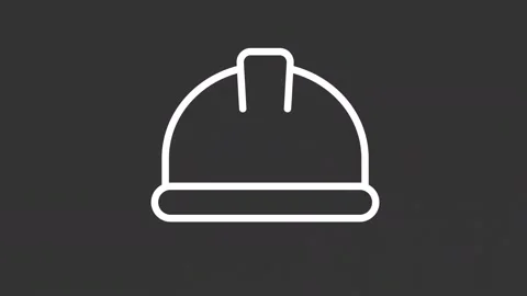 Animated hard hat white line icon Stock Footage 235685493