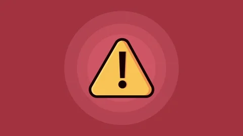 Animated hazard warning sign icon flashing on a simple dark red background .. Stock Footage 339269132