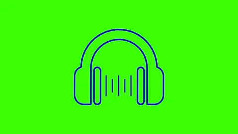 Animated headphone icon with pulsing audio frequency wave motion isolated o.. Stock Footage 345547720