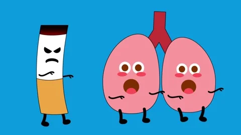 Animated Health Warning - Cigarette Attack Lungs Stock Footage 317143230