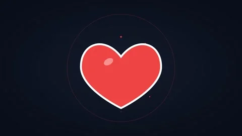 Animated heart like button pulsing social, horizontal 16:9 seamless loop HD Stock Footage 345160799