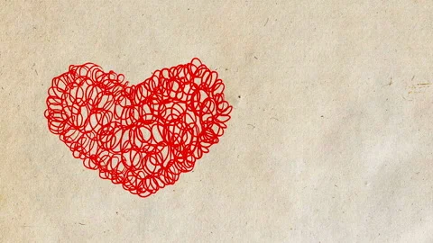 Animated heart curls on paper texture Vidéo 123490162