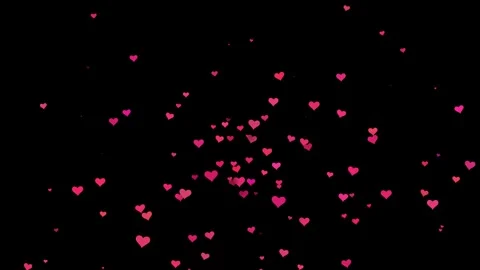 Animated heart icon floating gracefully on a dark black background Stock Footage 322016281