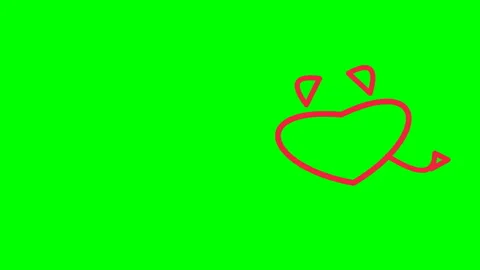 Animated Heart Red Devil Horns Green Screen Motion Overlay Vídeos de archivo 347447918