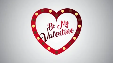 Animated heart shape with glowing bulbs and romantic text for Valentine's Day Stock Footage 333307651