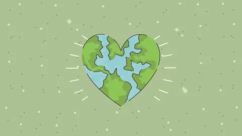Animated heart-shaped earth with glowing lines and falling snow on a light .. Stock Footage 339211602