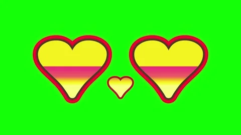Animated heart shaped emoticons featuring colorful pride flag patterns Stock Footage 340947458
