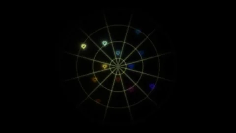 Animated heart shapes in a circular pattern with glowing Stock Footage 338304581