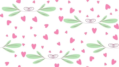 Animated Hearts and Leaves Pattern, Seamless Looping Valentine Background. Stock Footage 321939524