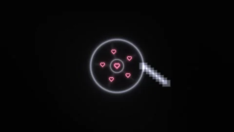 Animated hearts in a circular pattern with a magnifying Stock Footage 339094892