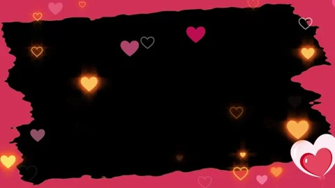 Animated hearts floating around three black brush stroke frames set against a Vídeos de archivo 343813079