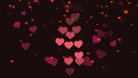 Animated hearts floating in black background Video stock 337602942