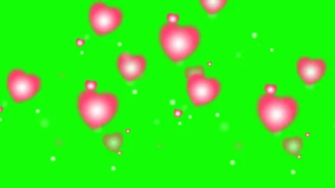 Animated hearts green screen Stock Footage 200077444