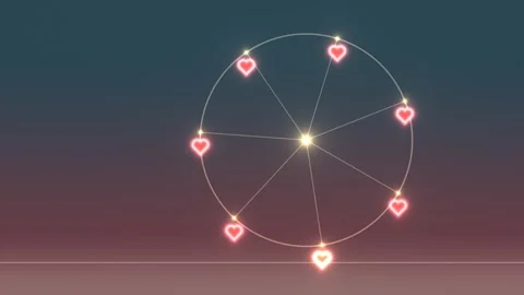 Animated hearts move in a circular path with a glowing Stock Footage 339518521