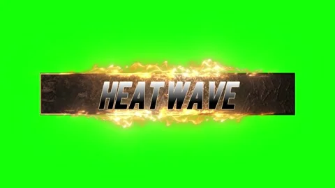 Animated heat wave text title with burning fire flames effect on a bright green Stock Footage 347344777