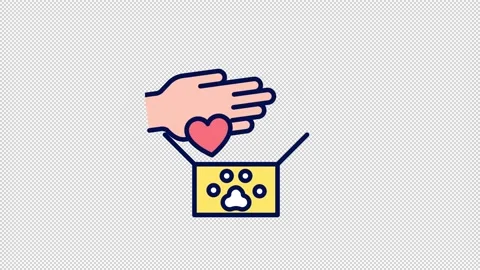 Animated help animals color icon Stock Footage 229711978