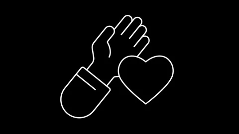 Animated helping hand icons in thin line style 動画素材 315698204