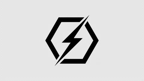 Animated hex thunderbolt pulsing symbol Video stock 346971405