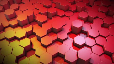Animated hexagonal cylinders on red background. Random movement of figures. Stock Footage 242720560