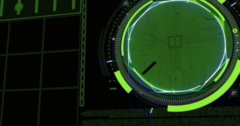 Animated Hi-Tech Green Digital Display Stock Footage 166959381