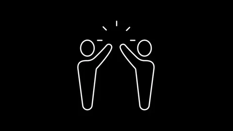 Animated high five icons in thin line style 動画素材 321088574