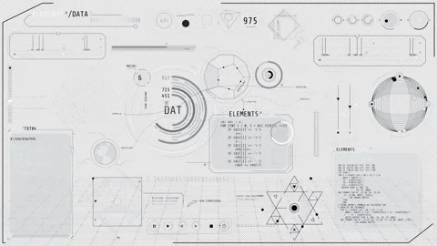 Animated high-tech dashboard with different data processing operations Stock Footage 329327303