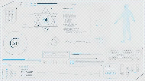 Animated high-tech display with a 3D scan of a human body Stock Footage 339022454