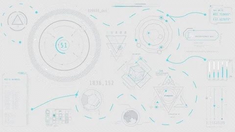 Animated high-tech display with data processing operations Stock Footage 339016027
