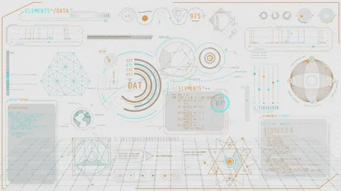 Animated high-tech display with different data processing operations Stock Footage 329320043