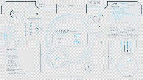 Animated high-tech display for processing different data Stock Footage 339024037
