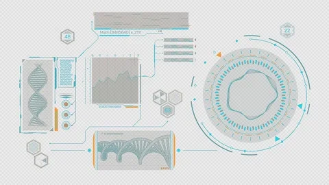 Animated high-tech display for working with data Stock Footage 304511547